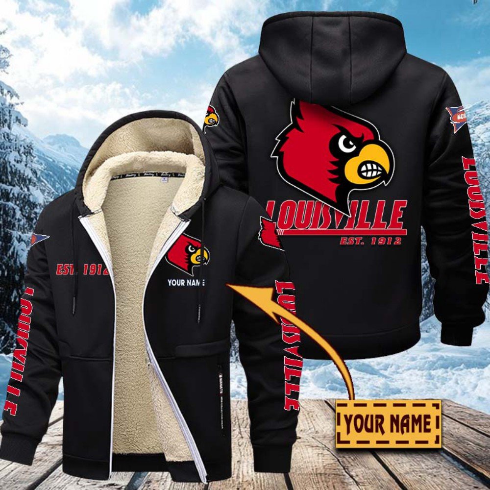 Louisville Cardinals Hoodie Zip Velvet Coat Custom Your Name, Sport Jacket, Gifts For Fan EHIVM-1224112