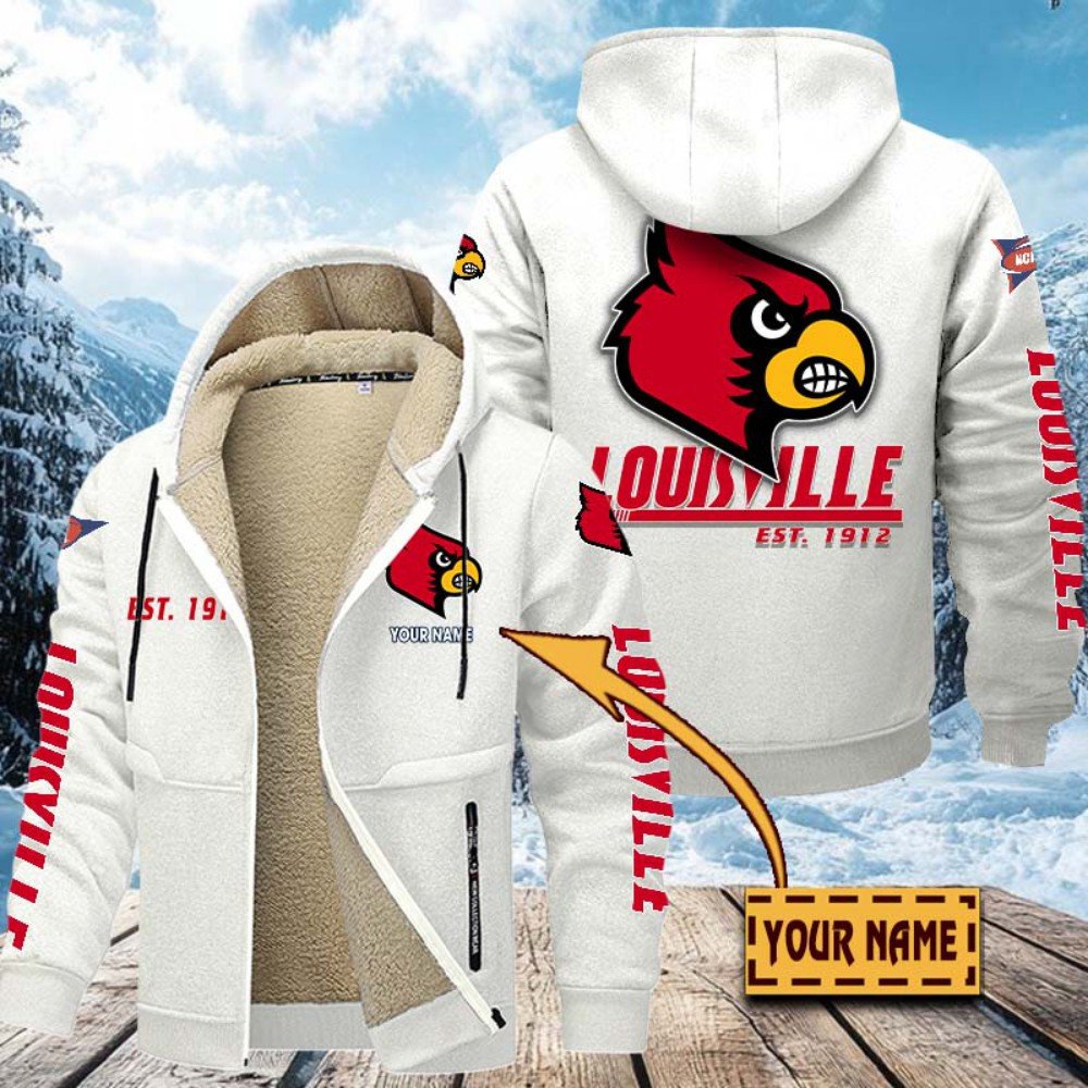 Alternative view of Louisville Cardinals Hoodie Zip Velvet Coat Custom Your Name, Sport Jacket, Gifts For Fan EHIVM-1224112