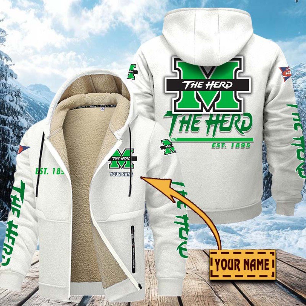 Alternative view of Marshall Thundering Herd Hoodie Zip Velvet Coat Custom Your Name, Sport Jacket, Gifts For Fan EHIVM-1224112