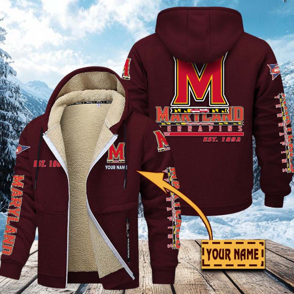 Maryland Terrapins Hoodie Zip Velvet Coat Custom Your Name, Sport Jacket, Gifts For Fan EHIVM-1224112