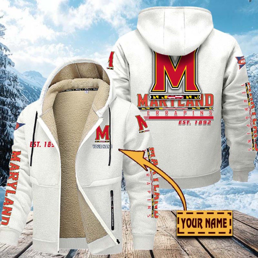 Alternative view of Maryland Terrapins Hoodie Zip Velvet Coat Custom Your Name, Sport Jacket, Gifts For Fan EHIVM-1224112