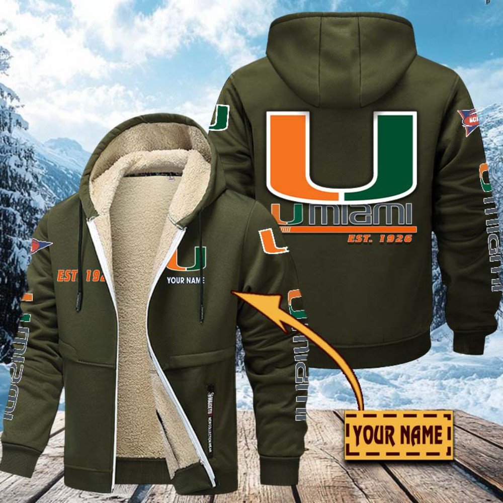Miami Hurricanes Hoodie Zip Velvet Coat Custom Your Name, Sport Jacket, Gifts For Fan EHIVM-1224112