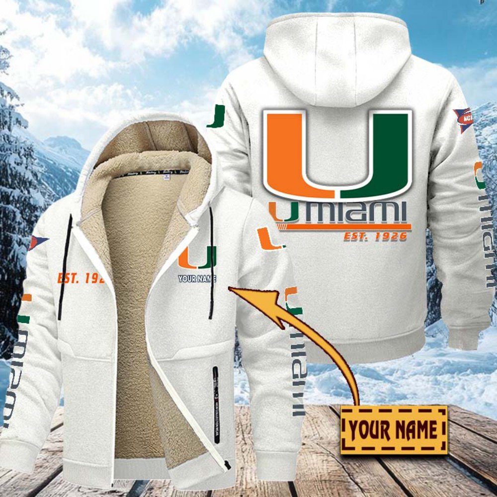 Alternative view of Miami Hurricanes Hoodie Zip Velvet Coat Custom Your Name, Sport Jacket, Gifts For Fan EHIVM-1224112