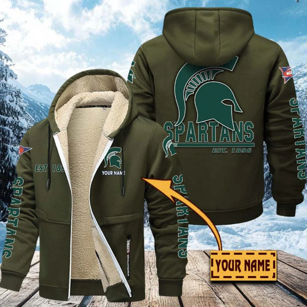 Michigan State Spartans Hoodie Zip Velvet Coat Custom Your Name, Sport Jacket, Gifts For Fan EHIVM-1224112