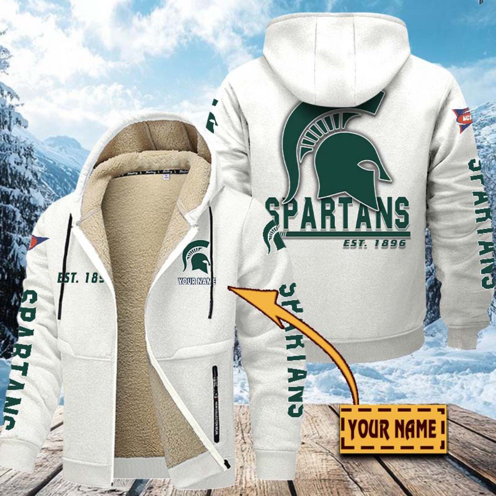 Alternative view of Michigan State Spartans Hoodie Zip Velvet Coat Custom Your Name, Sport Jacket, Gifts For Fan EHIVM-1224112