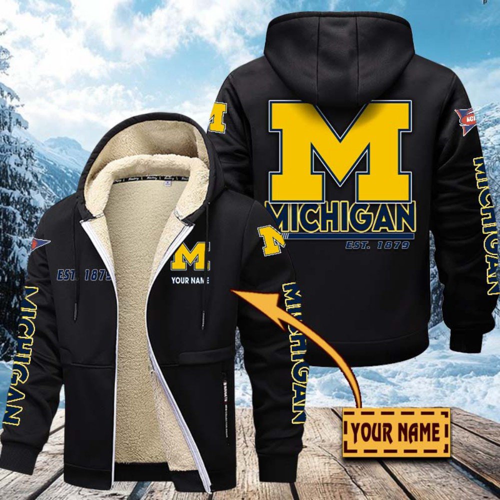 Michigan Wolverines Hoodie Zip Velvet Coat Custom Your Name, Sport Jacket, Gifts For Fan EHIVM-1224112