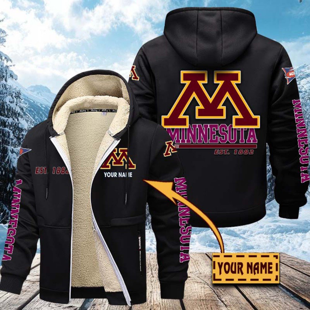 Minnesota Golden Gophers Hoodie Zip Velvet Coat Custom Your Name, Sport Jacket, Gifts For Fan EHIVM-1224112