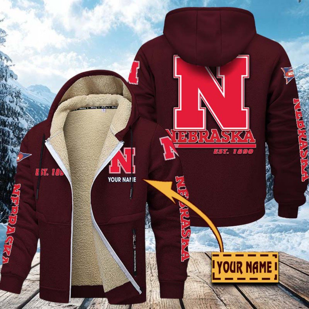 Nebraska Cornhuskers Hoodie Zip Velvet Coat Custom Your Name, Sport Jacket, Gifts For Fan EHIVM-1224112