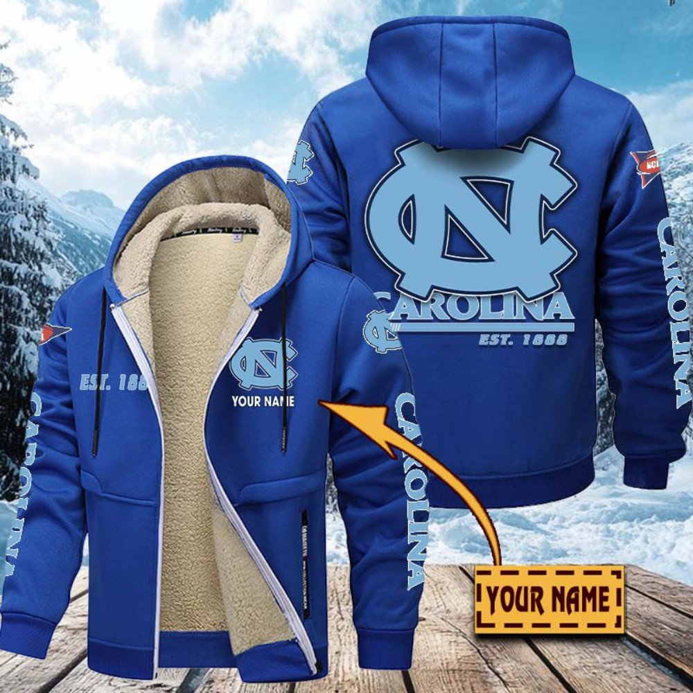 North Carolina Tar Heels Hoodie Zip Velvet Coat Custom Your Name, Sport Jacket, Gifts For Fan EHIVM-1224112