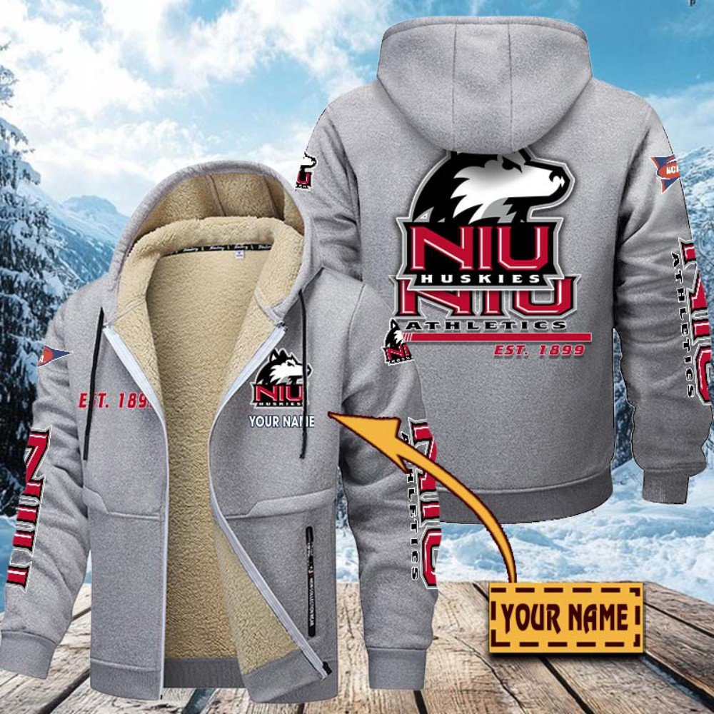 Northern Illinois Huskies Hoodie Zip Velvet Coat Custom Your Name, Sport Jacket, Gifts For Fan EHIVM-1224112