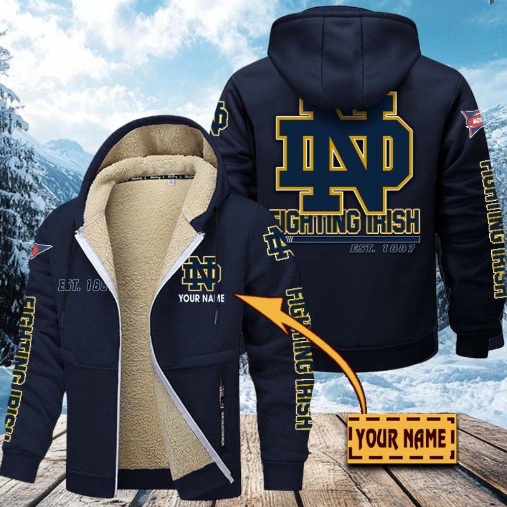 Notre Dame Fighting Irish Hoodie Zip Velvet Coat Custom Your Name, Sport Jacket, Gifts For Fan EHIVM-1224112