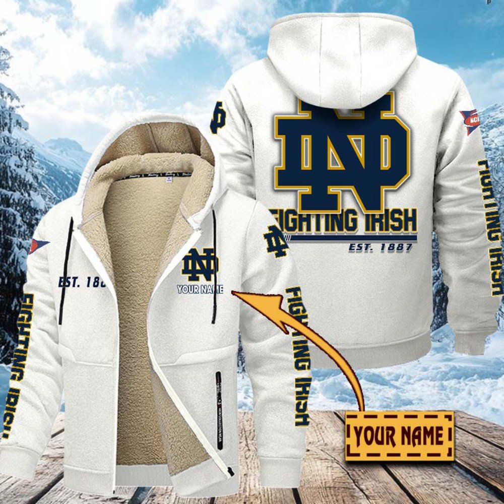 Alternative view of Notre Dame Fighting Irish Hoodie Zip Velvet Coat Custom Your Name, Sport Jacket, Gifts For Fan EHIVM-1224112