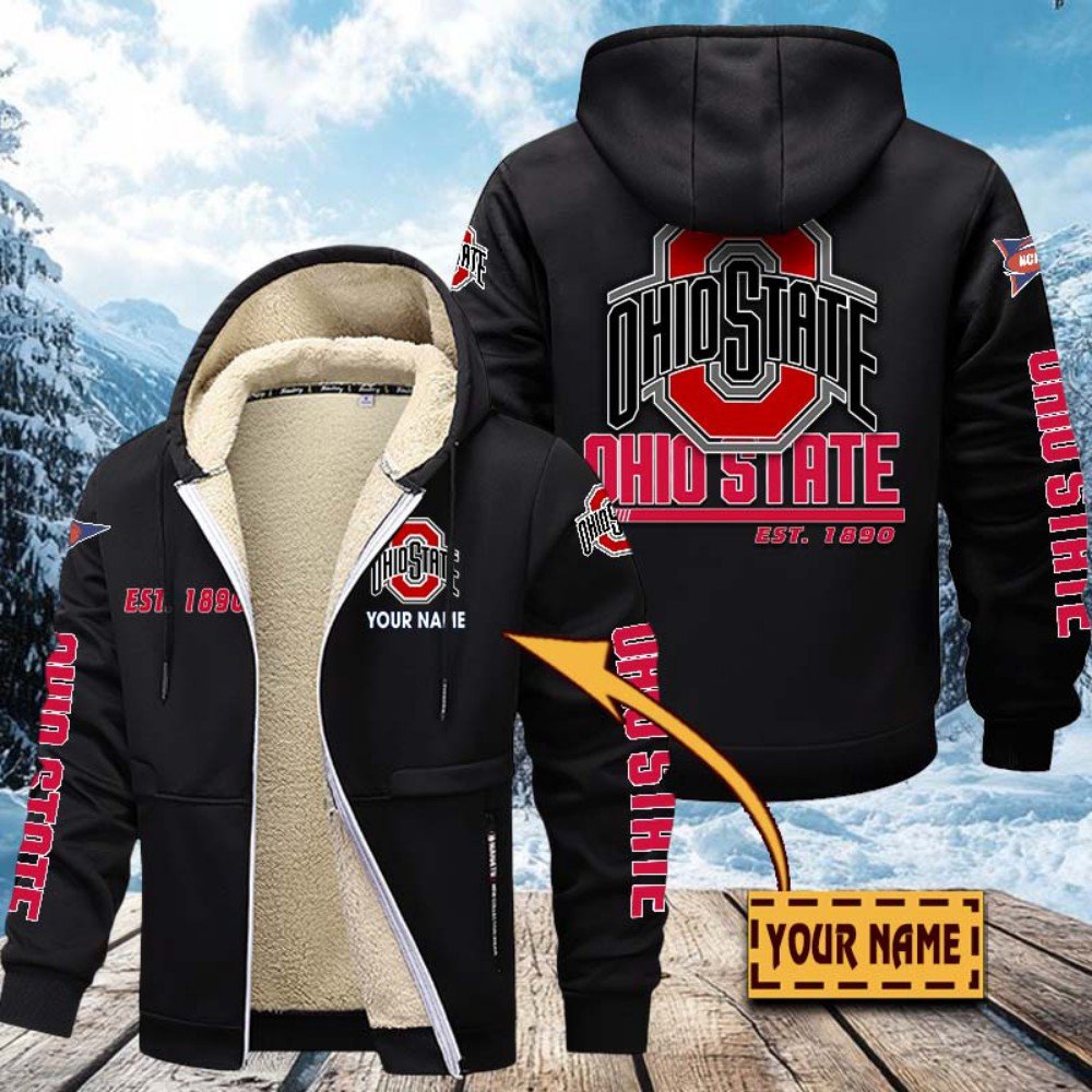 Ohio State Buckeyes Hoodie Zip Velvet Coat Custom Your Name, Sport Jacket, Gifts For Fan EHIVM-1224112