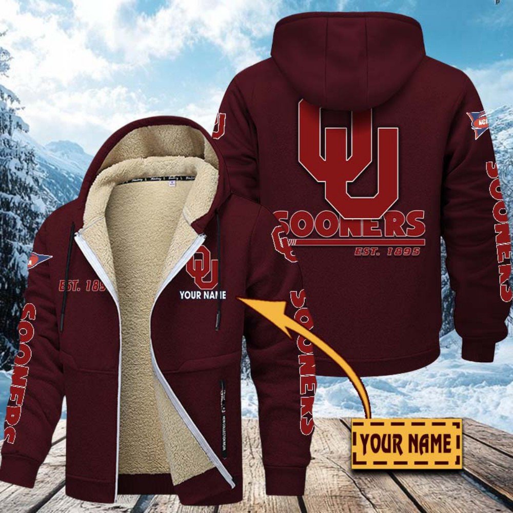Oklahoma Sooners Hoodie Zip Velvet Coat Custom Your Name, Sport Jacket, Gifts For Fan EHIVM-1224112