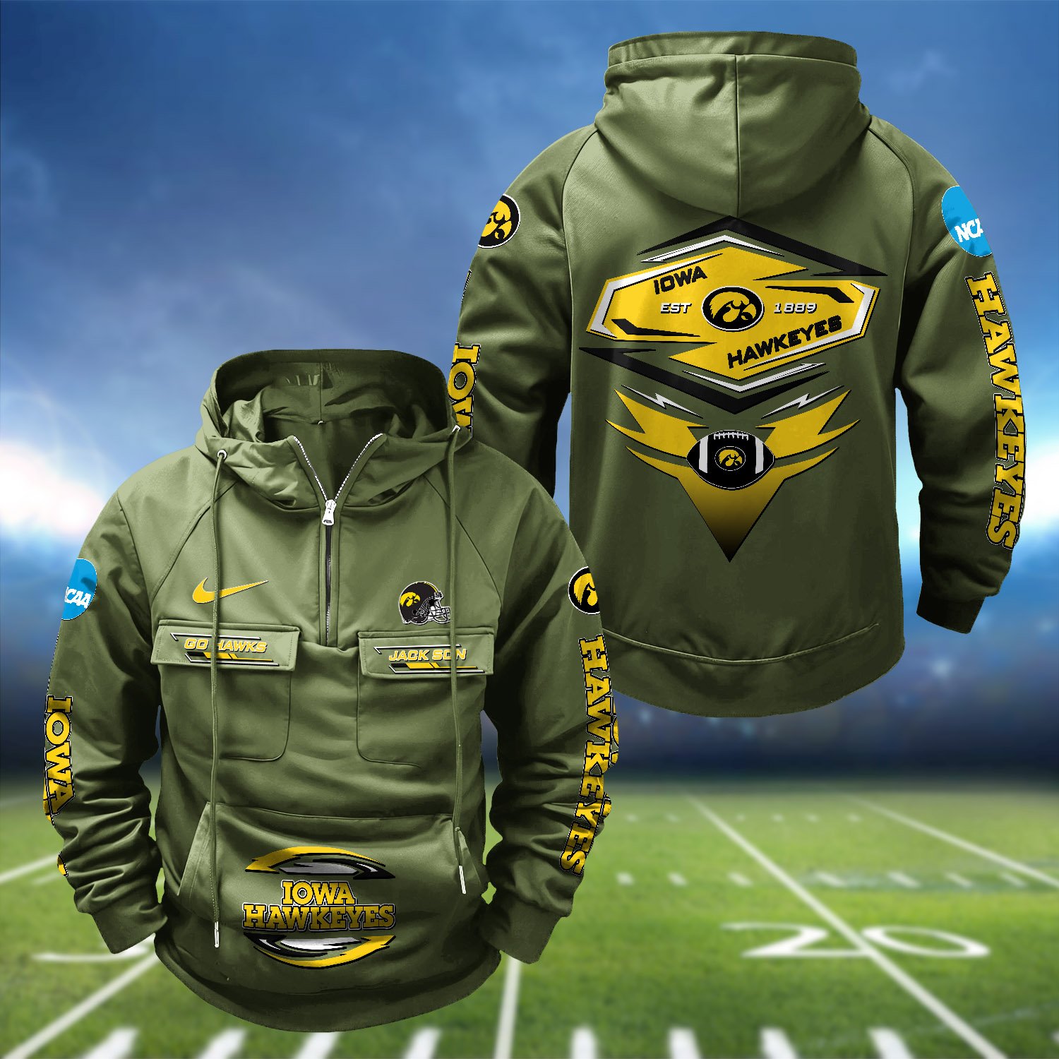 Alternative view of Iowa Hawkeyes Vintage Men Hoodie 2024 Version Personalized Your Name, Sport Hoodie For Fans ETHY-122151