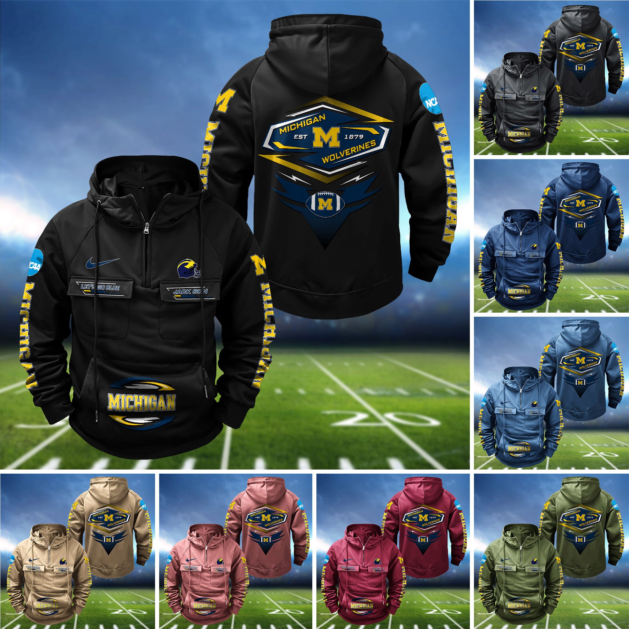 Michigan Wolverines Vintage Men Hoodie 2024 Version Personalized Your Name, Sport Hoodie For Fans ETHY-122151