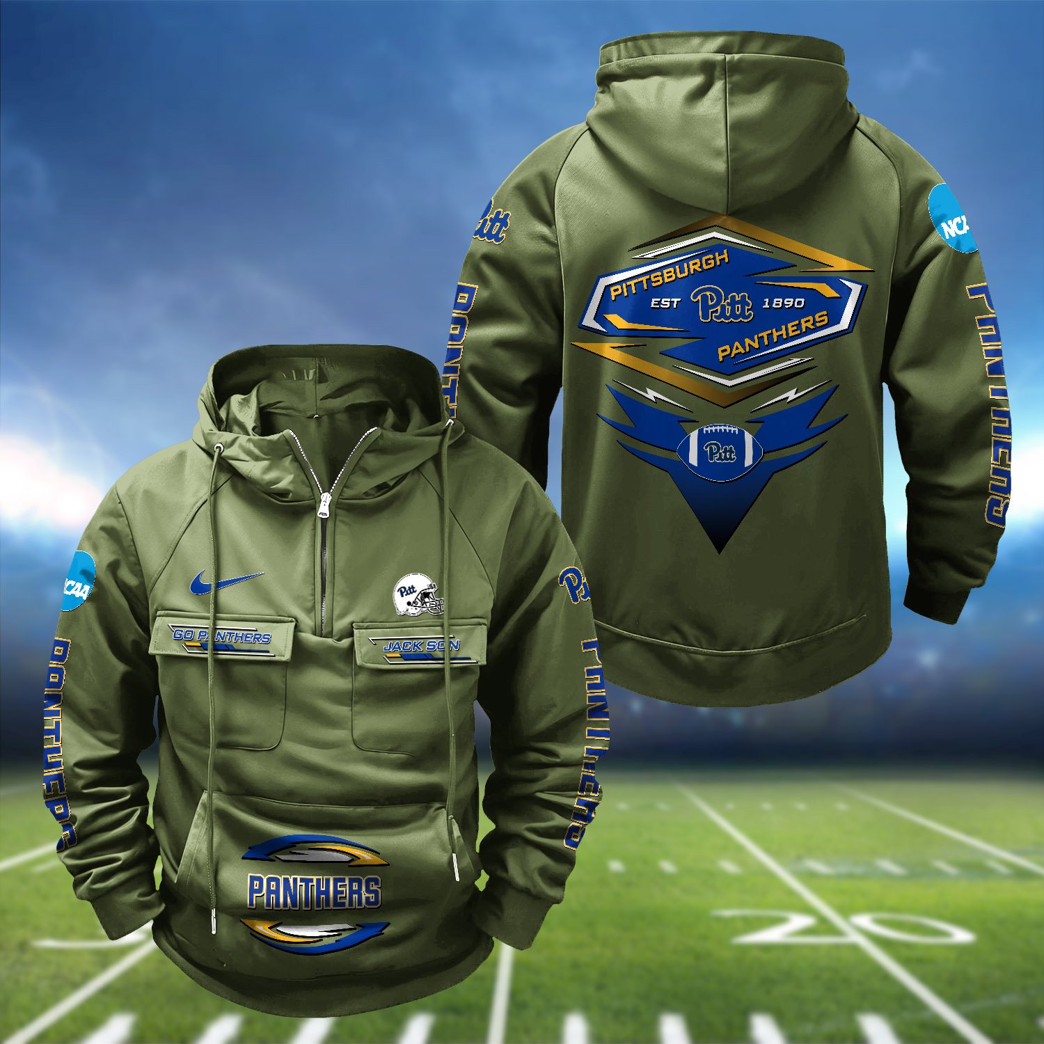 Alternative view of Pittsburgh Panthers Vintage Men Hoodie 2024 Version Personalized Your Name, Sport Hoodie For Fans ETHY-122151