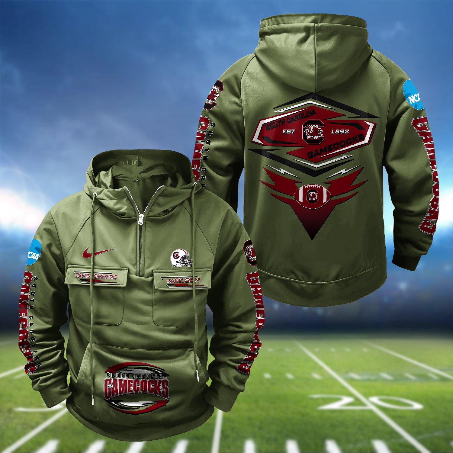 Alternative view of South Carolina Gamecocks Vintage Men Hoodie 2024 Version Personalized Your Name, Sport Hoodie For Fans ETHY-122151