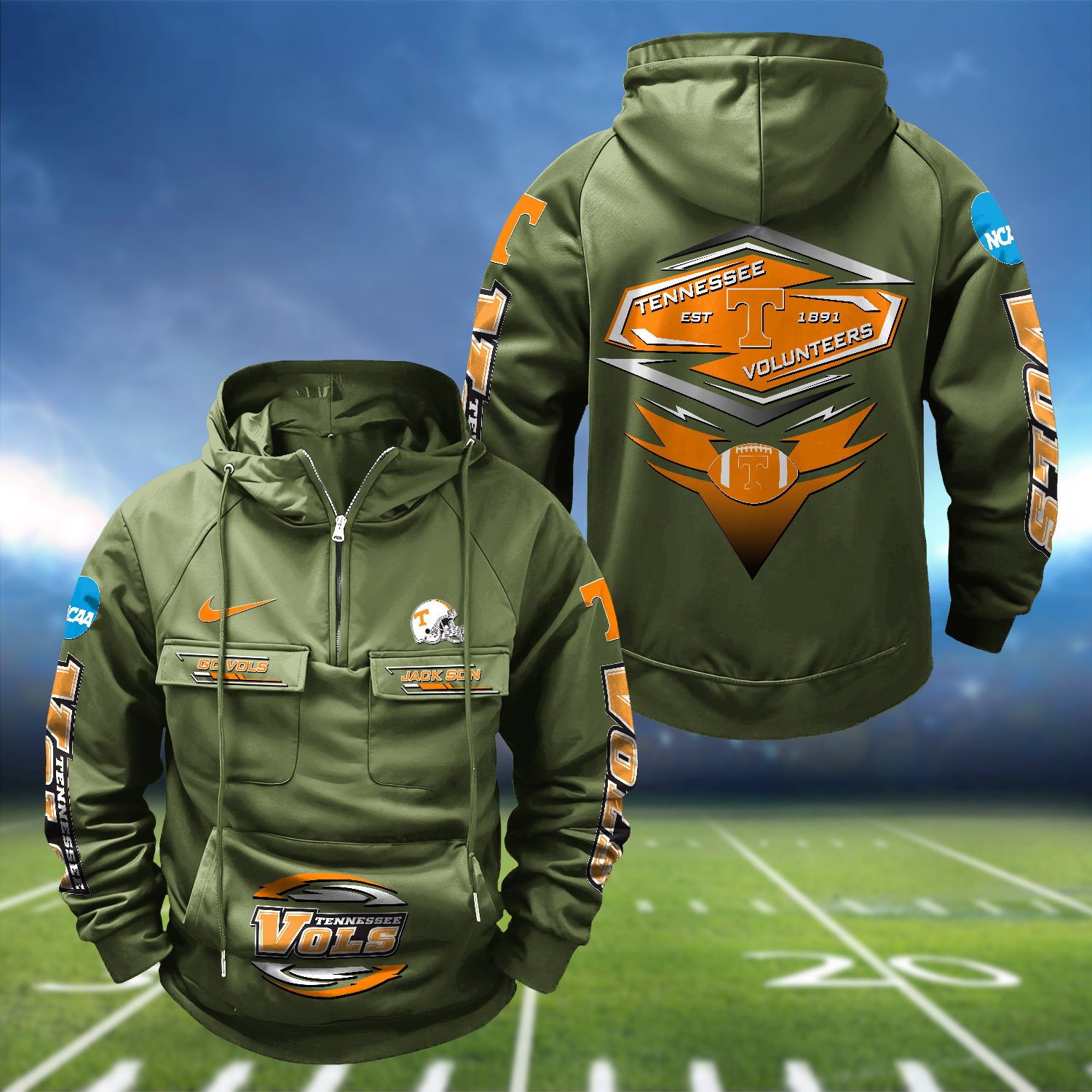 Alternative view of Tennessee Volunteers Vintage Men Hoodie 2024 Version Personalized Your Name, Sport Hoodie For Fans ETHY-122151