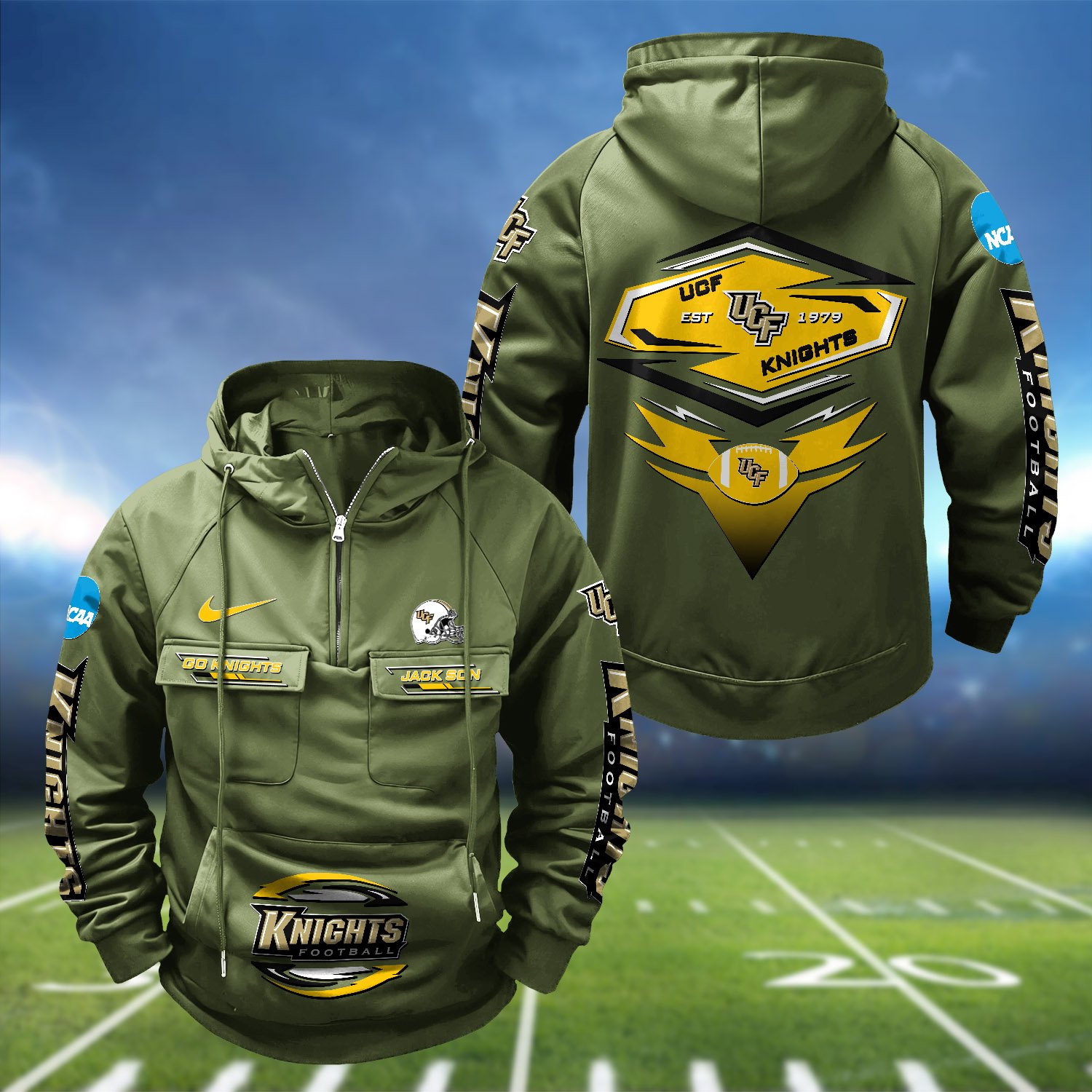 Alternative view of UCF Knights Vintage Men Hoodie 2024 Version Personalized Your Name, Sport Hoodie For Fans ETHY-122151