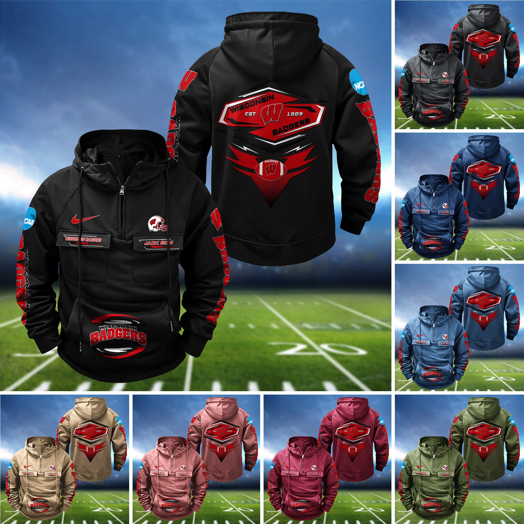 Wisconsin Badgers Vintage Men Hoodie 2024 Version Personalized Your Name, Sport Hoodie For Fans ETHY-122151