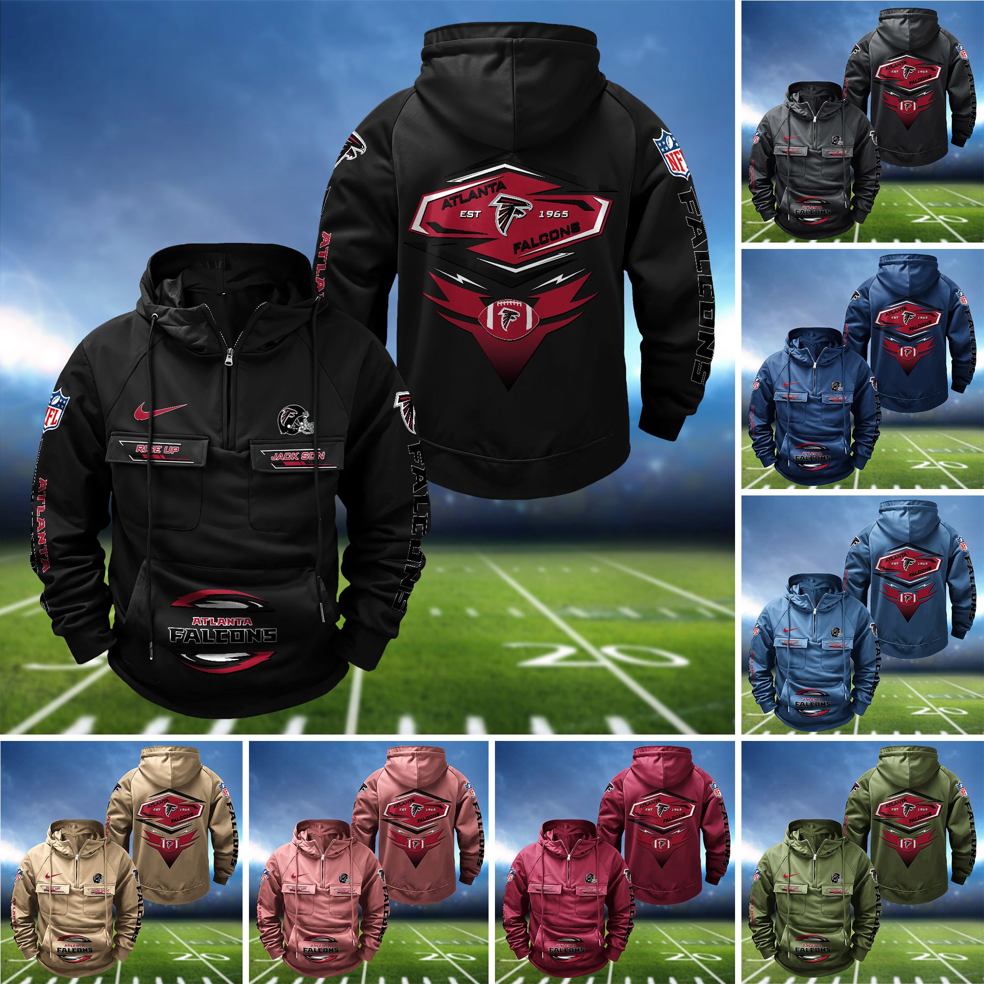 Atlanta Falcons Vintage Men Hoodie 2024 Version Personalized Your Name, Sport Hoodie For Fans ETHY-122151