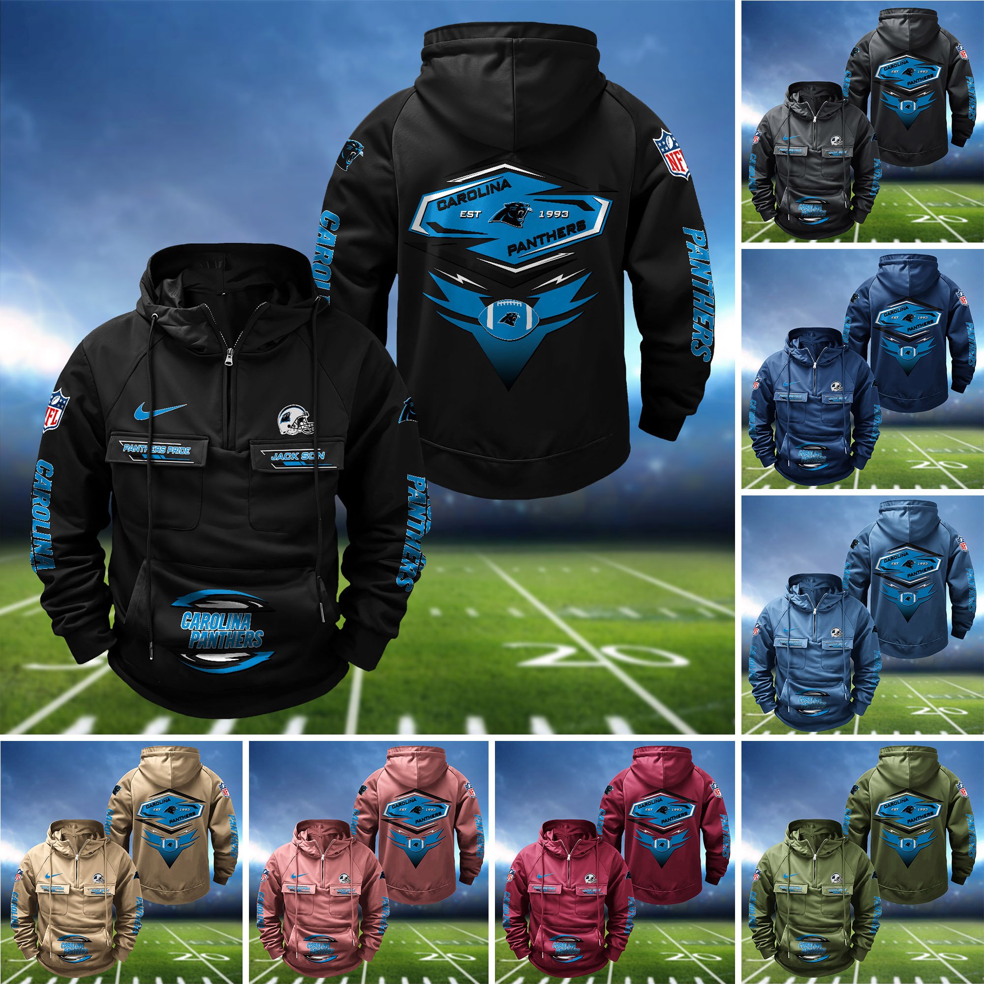 Carolina Panthers Vintage Men Hoodie 2024 Version Personalized Your Name, Sport Hoodie For Fans ETHY-122151
