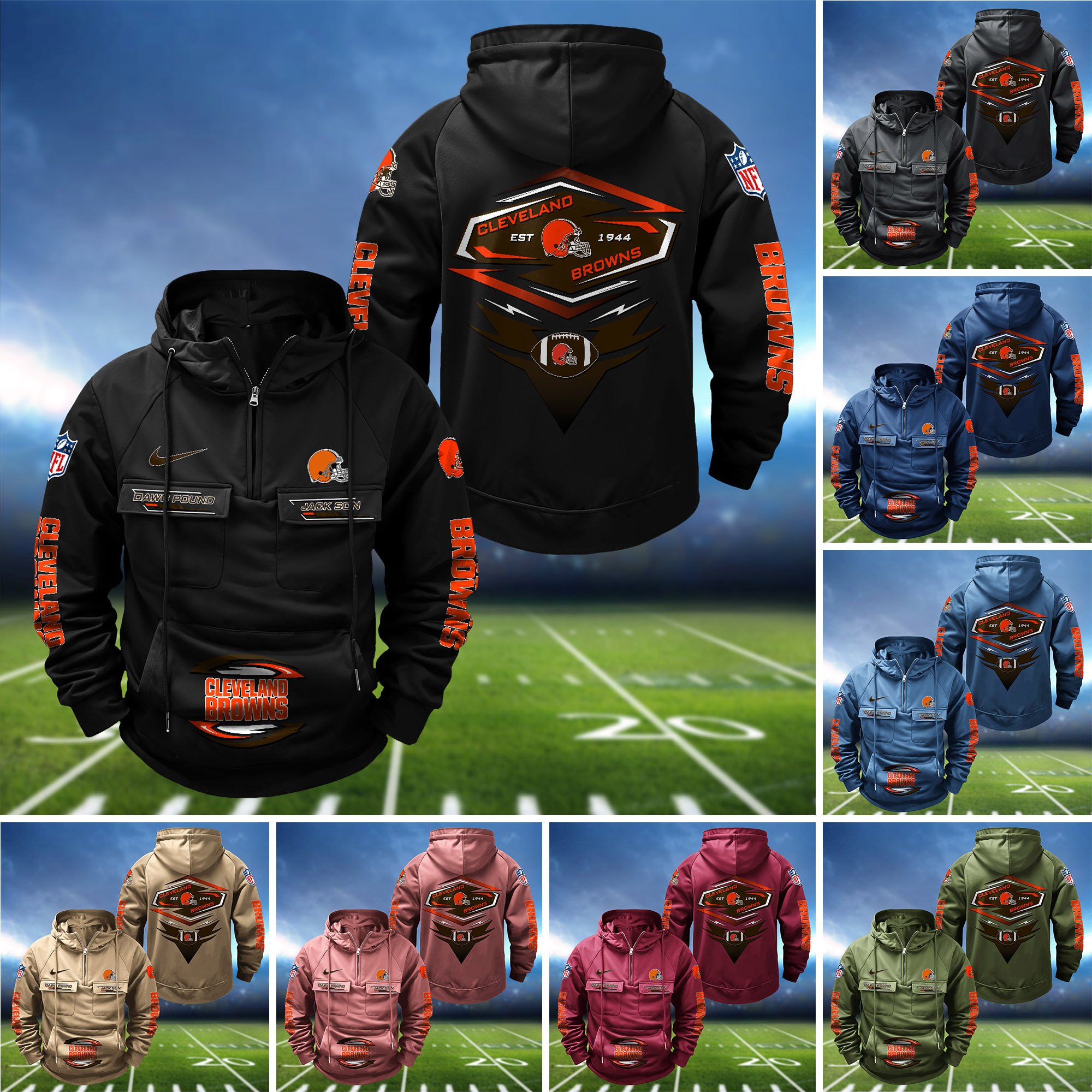 Cleveland Browns Vintage Men Hoodie 2024 Version Personalized Your Name, Sport Hoodie For Fans ETHY-122151