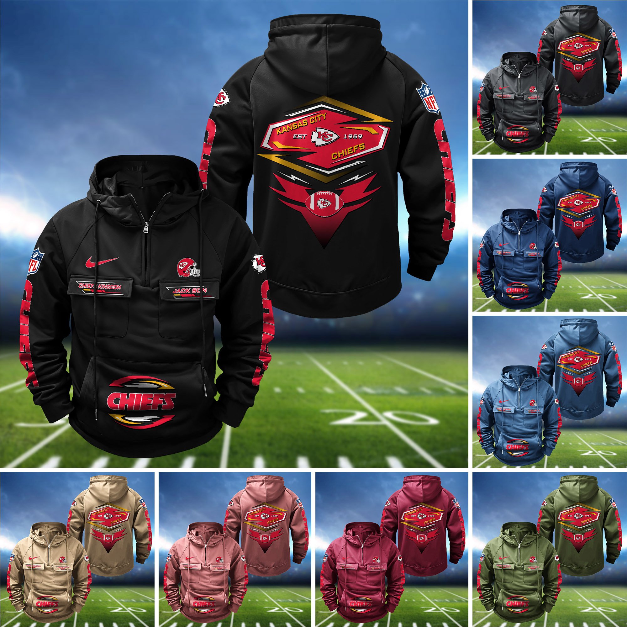 Kansas City Chiefs Vintage Men Hoodie 2024 Version Personalized Your Name, Sport Hoodie For Fans ETHY-122151