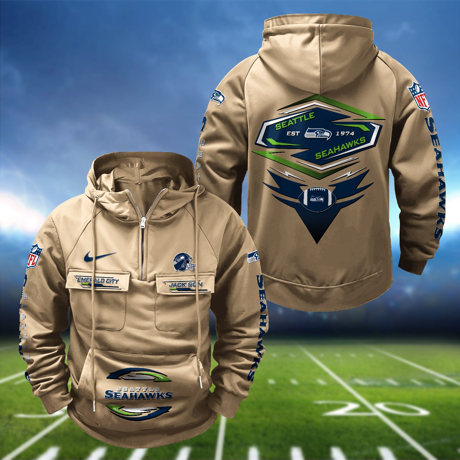 Seattle Seahawks Vintage Men Hoodie 2024 Version Personalized Your Name, Sport Hoodie For Fans ETHY-122151 - Image 6