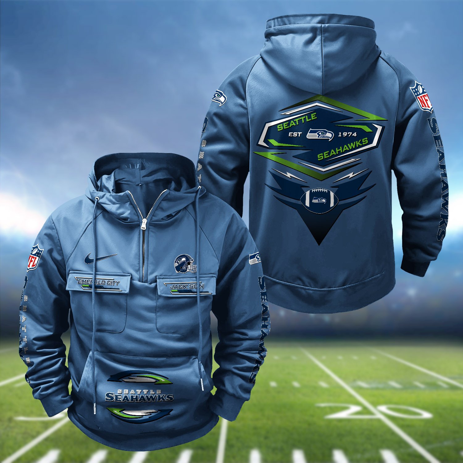 Seattle Seahawks Vintage Men Hoodie 2024 Version Personalized Your Name, Sport Hoodie For Fans ETHY-122151 - Image 7