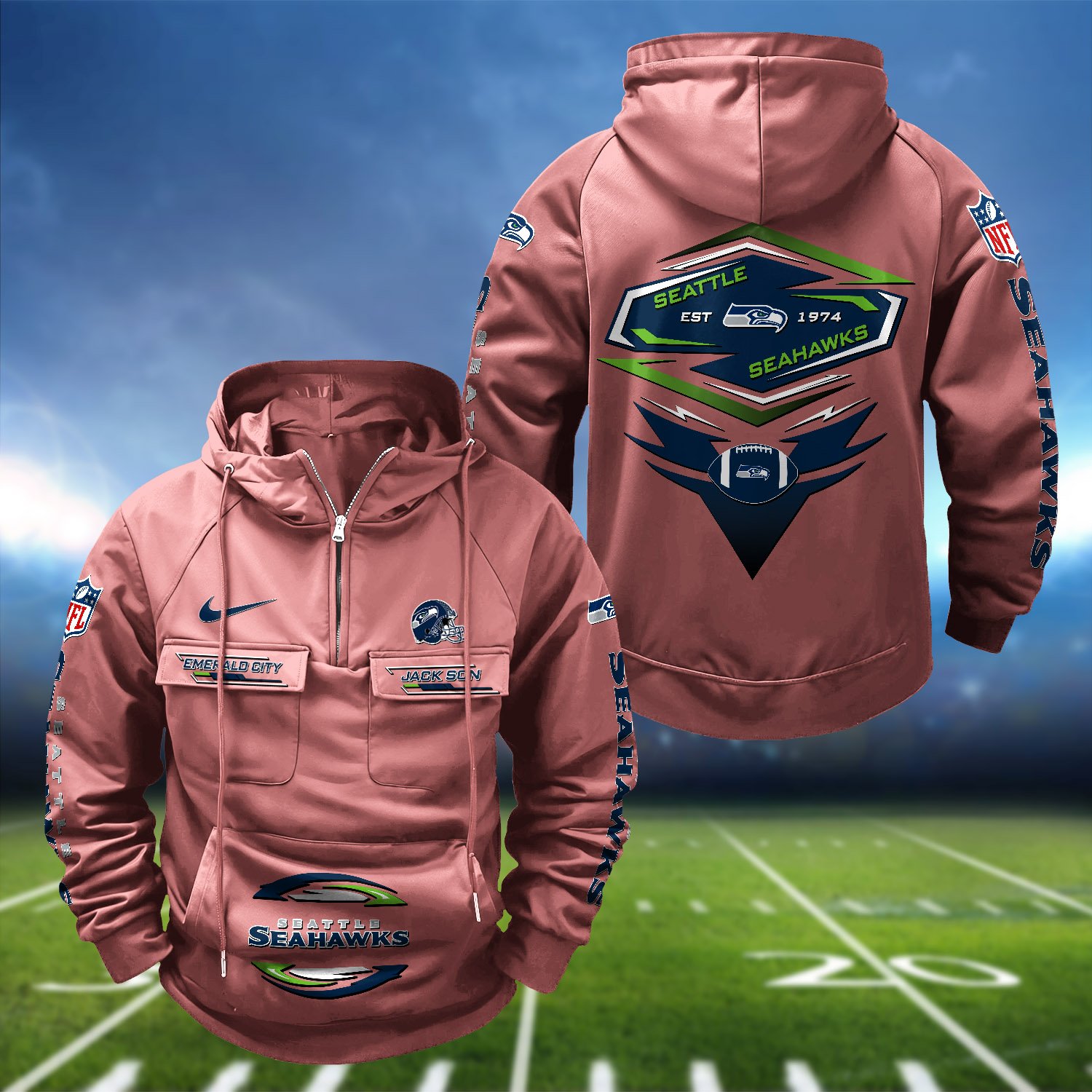 Seattle Seahawks Vintage Men Hoodie 2024 Version Personalized Your Name, Sport Hoodie For Fans ETHY-122151 - Image 8