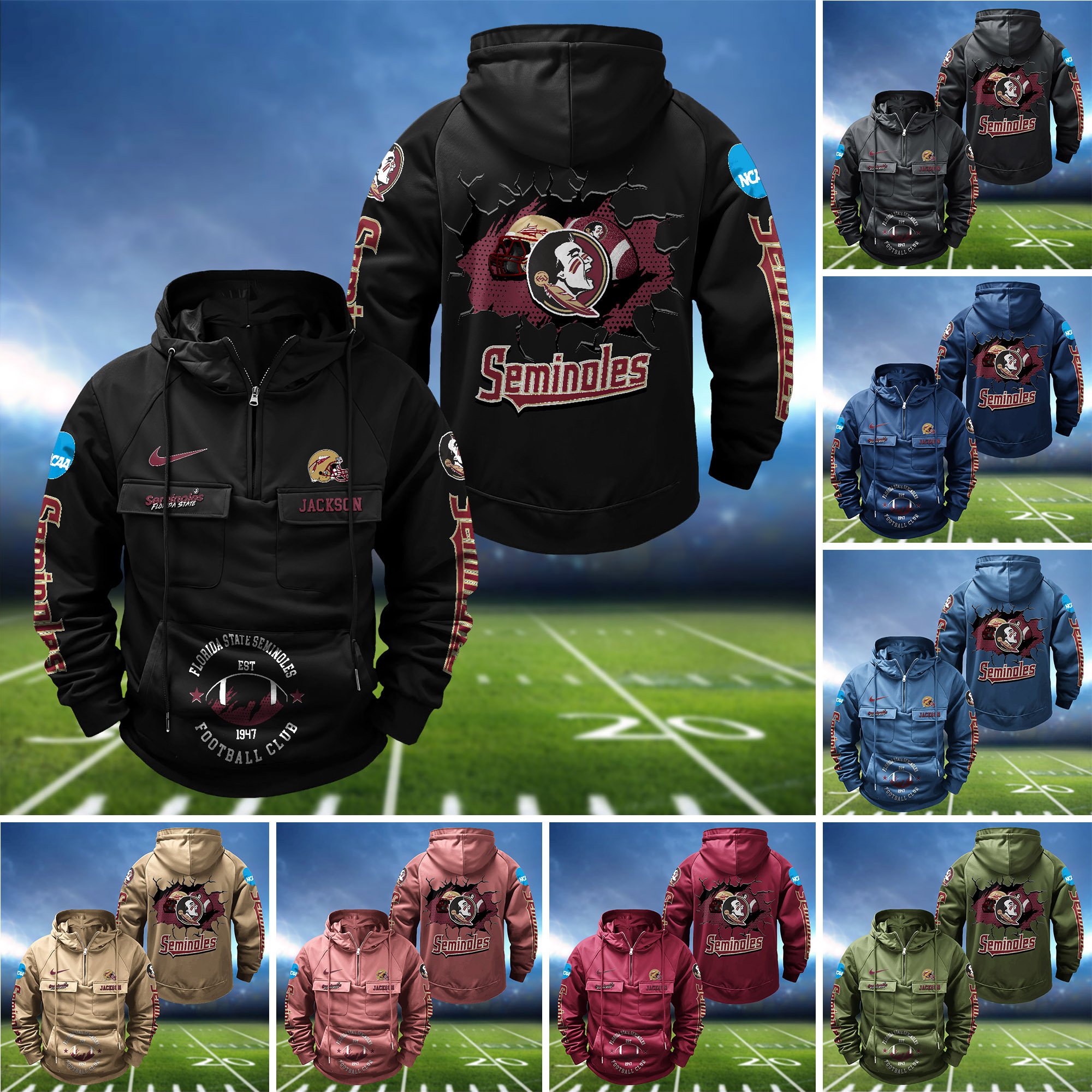 Florida State Seminoles Vintage Men Hoodie 2024 Version Personalized Your Name, Hoodie For Sport Fans ETHY-1224111