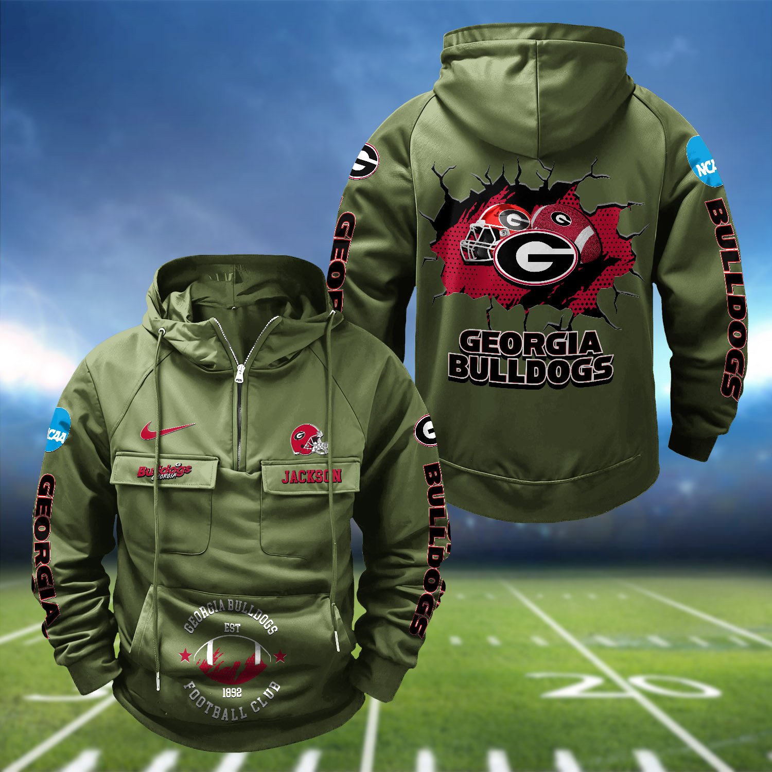 Alternative view of Georgia Bulldogs Vintage Men Hoodie 2024 Version Personalized Your Name, Hoodie For Sport Fans ETHY-1224111