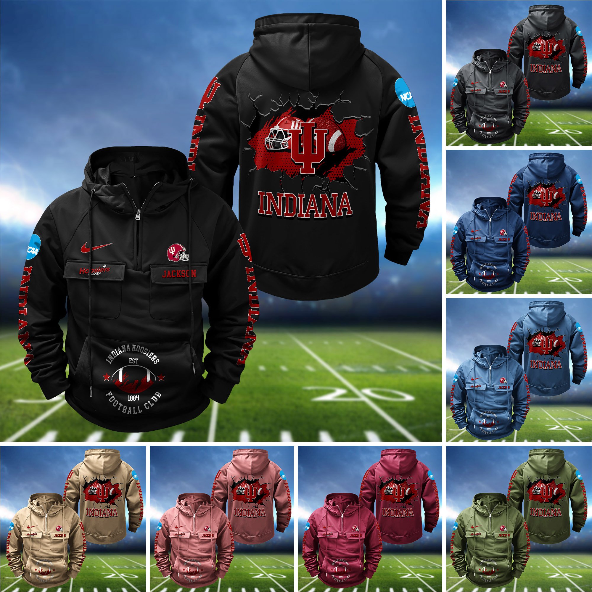 Indiana Hoosiers Vintage Men Hoodie 2024 Version Personalized Your Name, Hoodie For Sport Fans ETHY-1224111