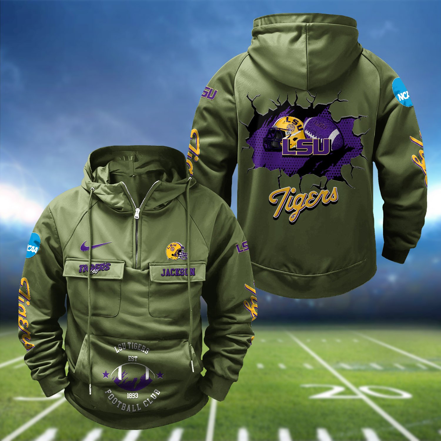 Alternative view of LSU TIGERS Vintage Men Hoodie 2024 Version Personalized Your Name, Hoodie For Sport Fans ETHY-1224111