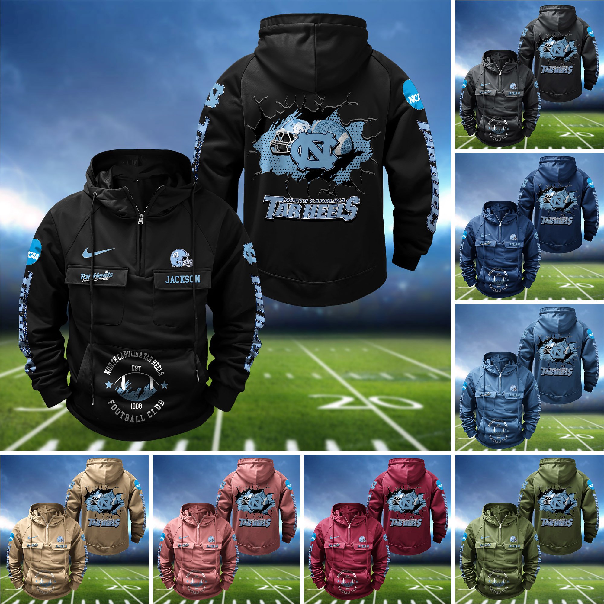 North Carolina Tar Heels Vintage Men Hoodie 2024 Version Personalized Your Name, Hoodie For Sport Fans ETHY-1224111