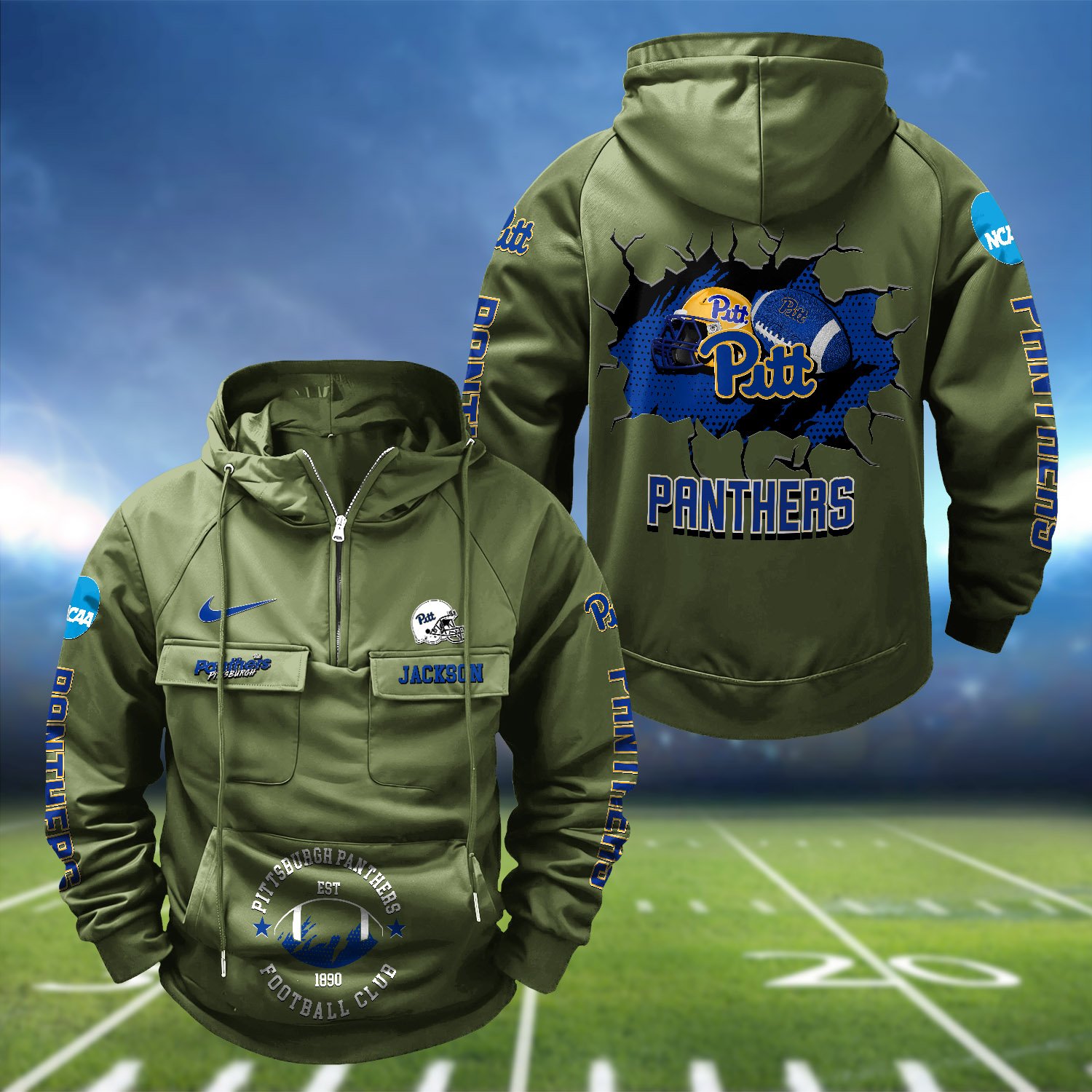 Alternative view of Pittsburgh Panthers Vintage Men Hoodie 2024 Version Personalized Your Name, Hoodie For Sport Fans ETHY-1224111