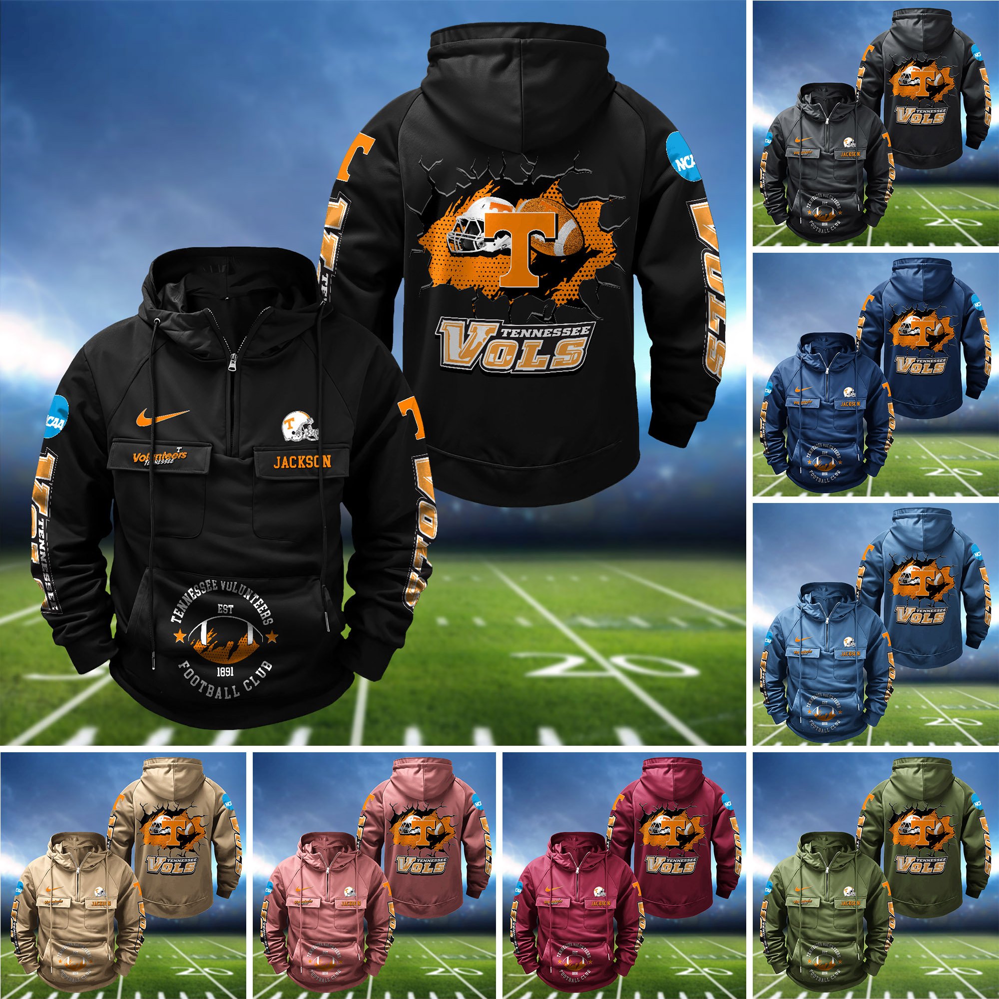 Tennessee Volunteers Vintage Men Hoodie 2024 Version Personalized Your Name, Hoodie For Sport Fans ETHY-1224111