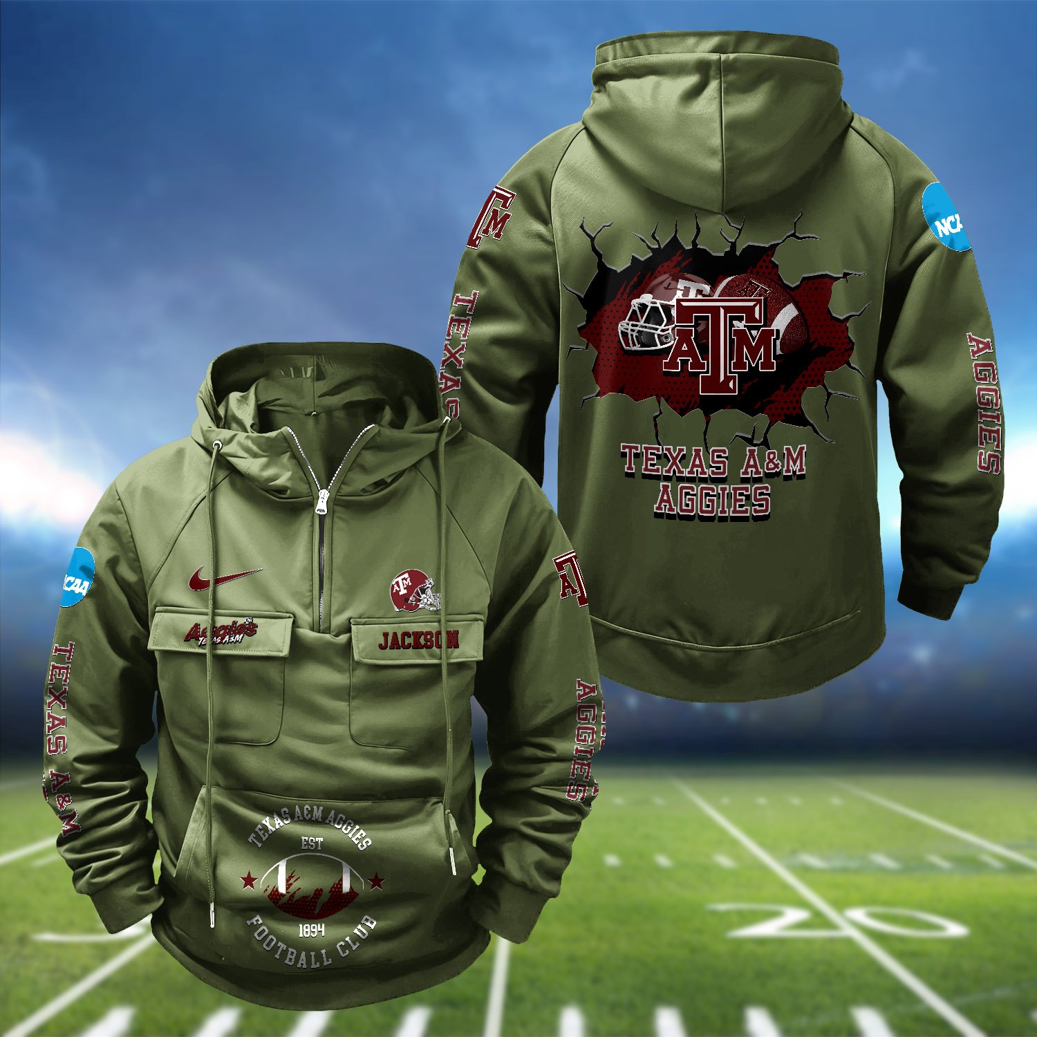 Alternative view of Texas A&M Aggies Vintage Men Hoodie 2024 Version Personalized Your Name, Hoodie For Sport Fans ETHY-1224111