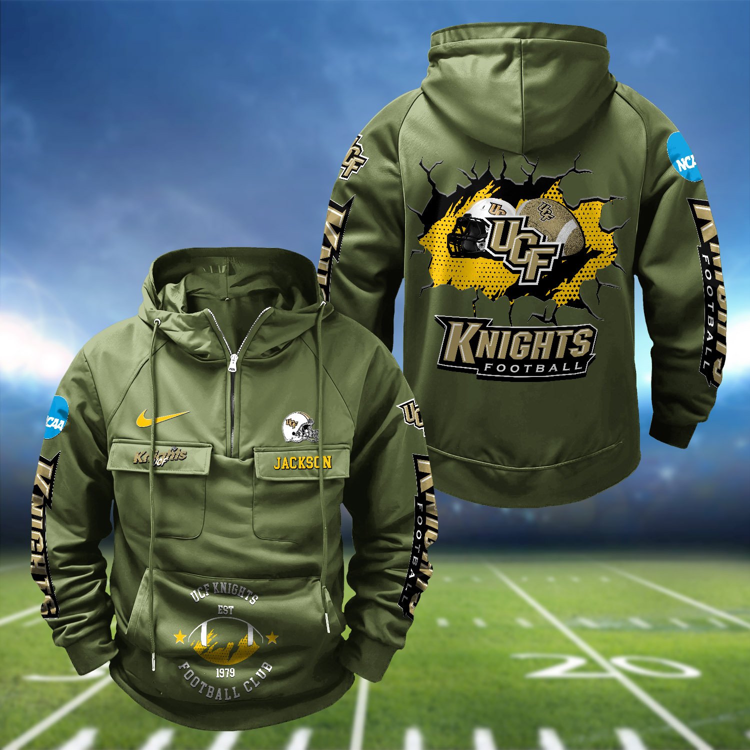 Alternative view of UCF Knights Vintage Men Hoodie 2024 Version Personalized Your Name, Hoodie For Sport Fans ETHY-1224111