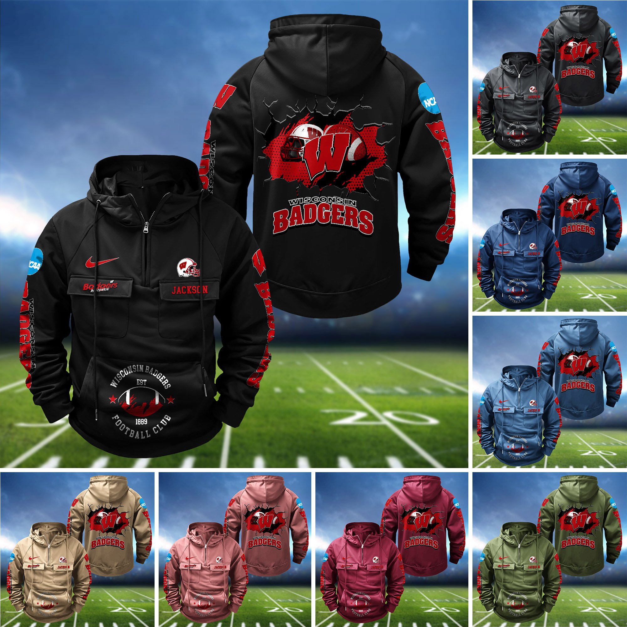 Wisconsin Badgers Vintage Men Hoodie 2024 Version Personalized Your Name, Hoodie For Sport Fans ETHY-1224111