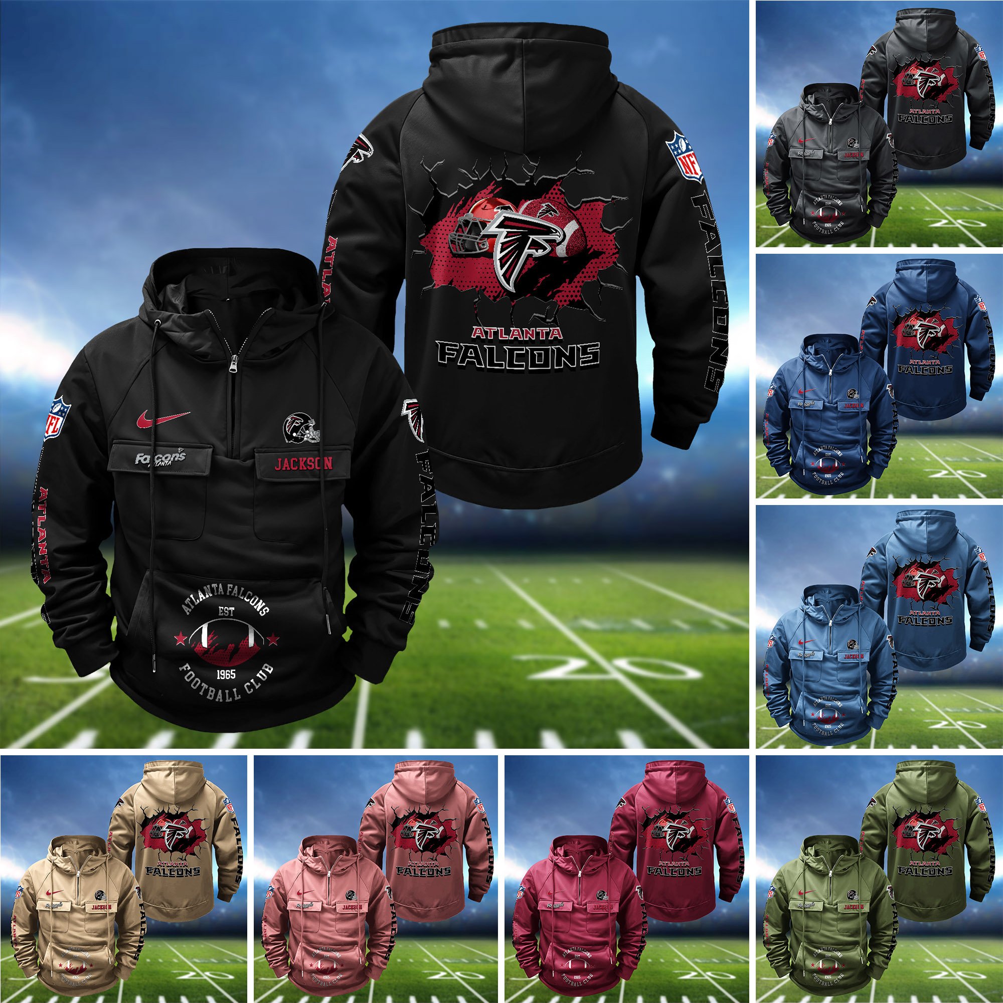 Atlanta Falcons Vintage Men Hoodie 2024 Version Personalized Your Name, Hoodie For Sport Fans ETHY-1224111