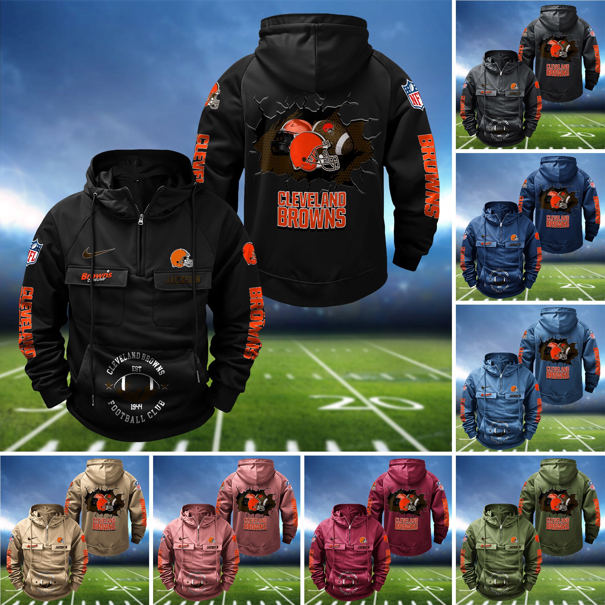 Cleveland Browns Vintage Men Hoodie 2024 Version Personalized Your Name, Hoodie For Sport Fans ETHY-1224111