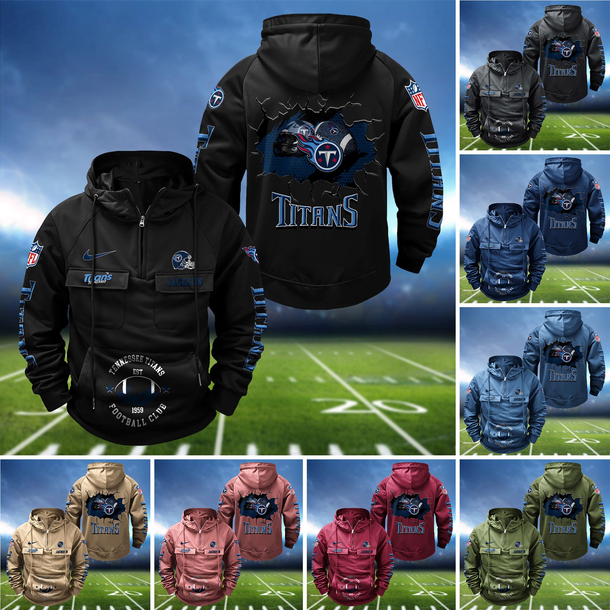 Tennessee Titans Vintage Men Hoodie 2024 Version Personalized Your Name, Hoodie For Sport Fans ETHY-1224111