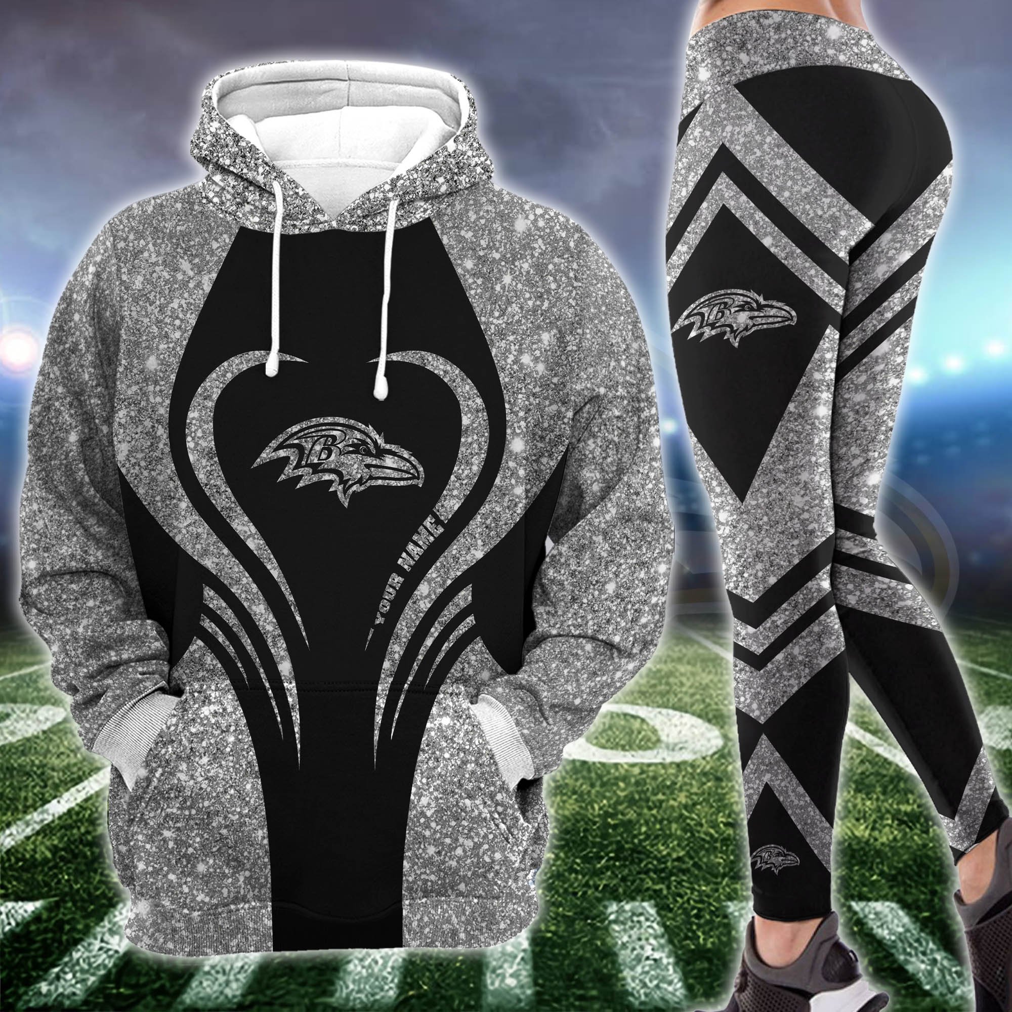 Alternative view of Baltimore Ravens Hoodie & Leggings Set For Women Custom Your Name, Leggings Sport, FootBall Fan Gift EHIVM-1226155