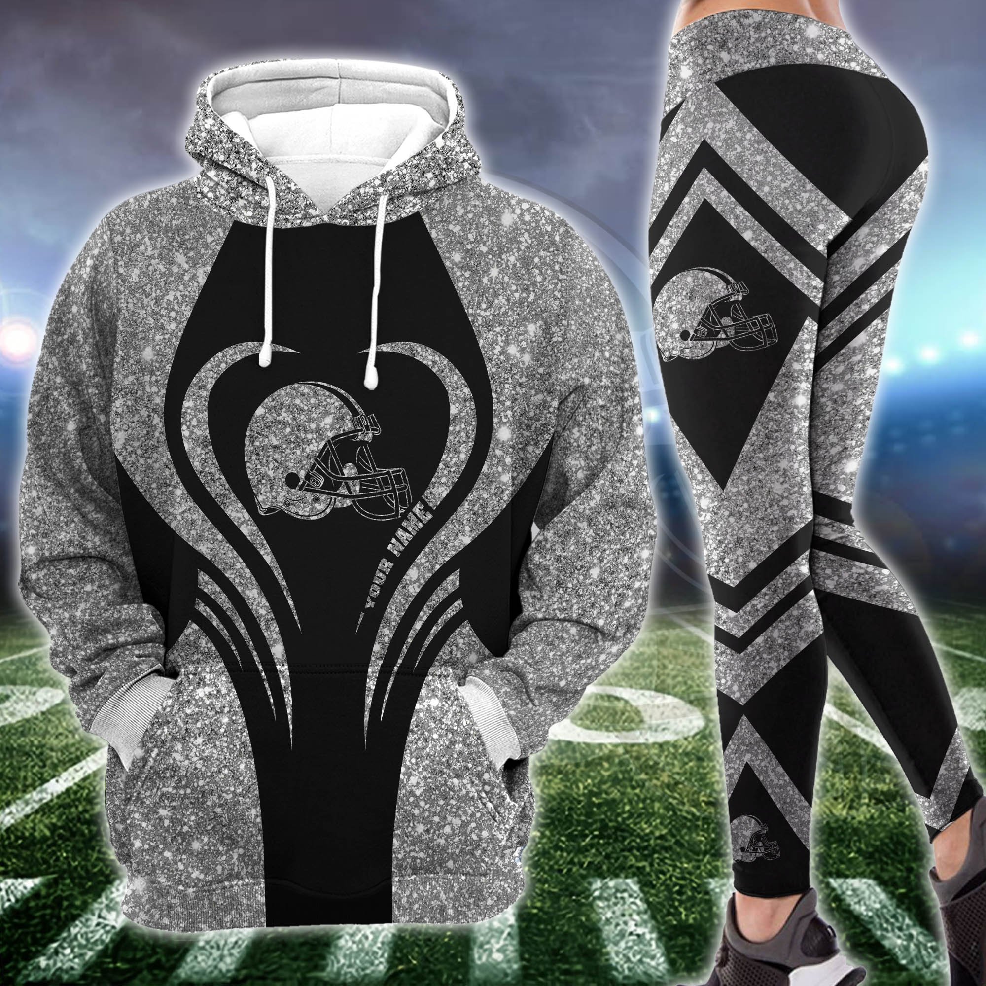 Alternative view of Cleveland Browns Hoodie & Leggings Set For Women Custom Your Name, Leggings Sport, FootBall Fan Gift EHIVM-1226155