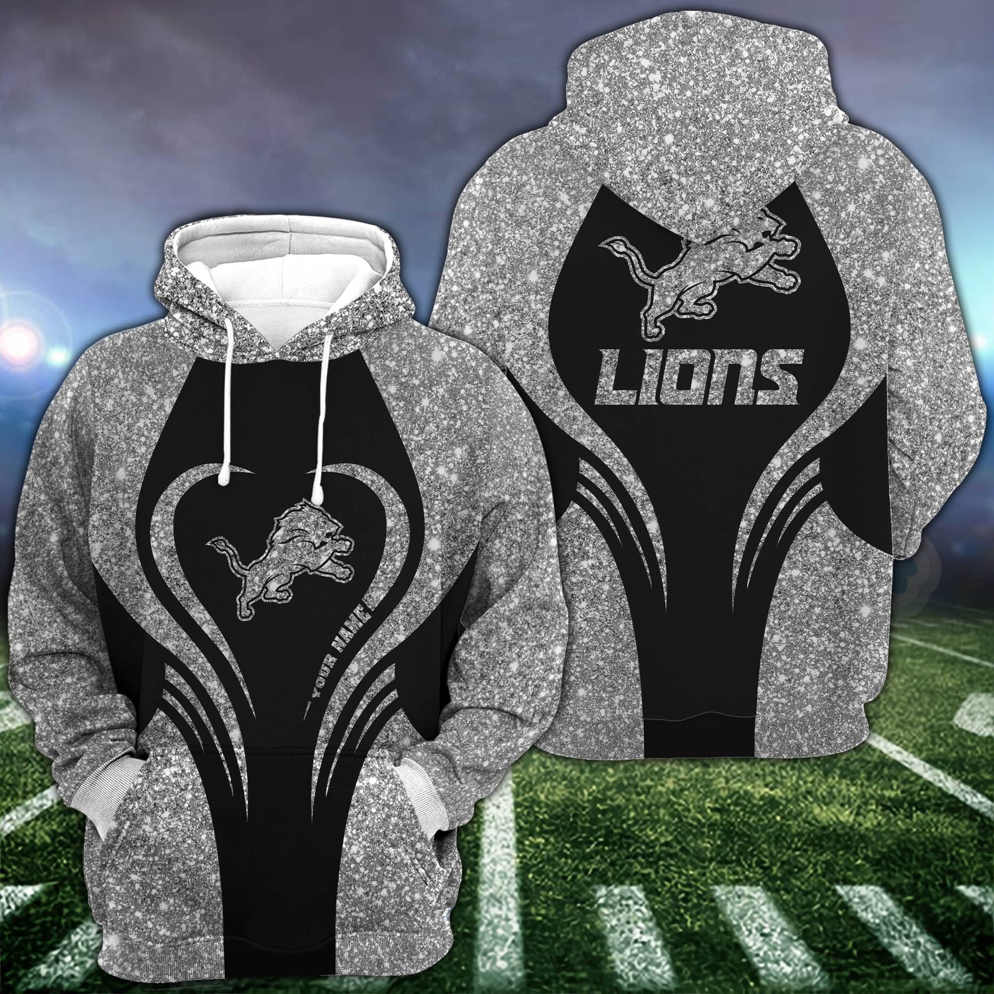 Detroit Lions Hoodie & Leggings Set For Women Custom Your Name, Leggings Sport, FootBall Fan Gift EHIVM-1226155