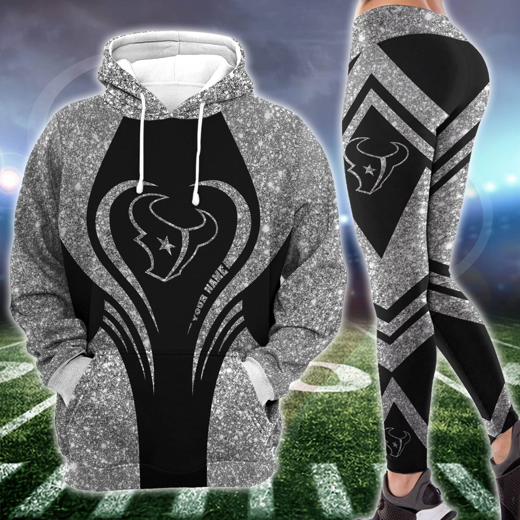Alternative view of Houston Texans Hoodie & Leggings Set For Women Custom Your Name, Leggings Sport, FootBall Fan Gift EHIVM-1226155