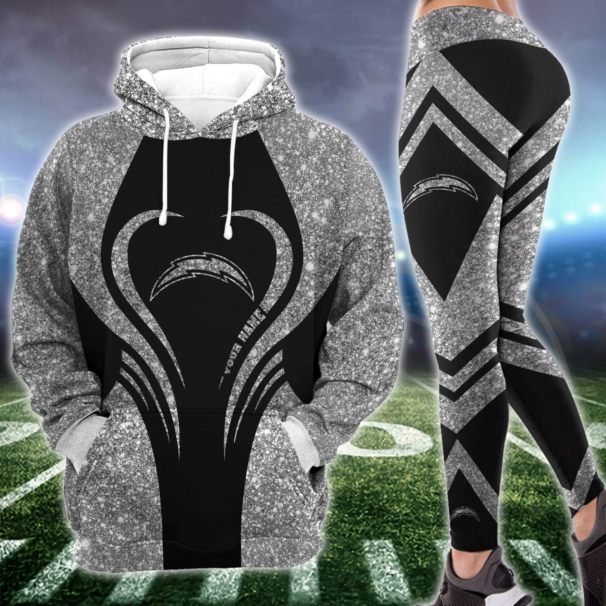 Alternative view of Los Angeles Chargers Hoodie & Leggings Set For Women Custom Your Name, Leggings Sport, FootBall Fan Gift EHIVM-1226155